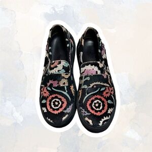 Funky Print Leather Platform Loafers